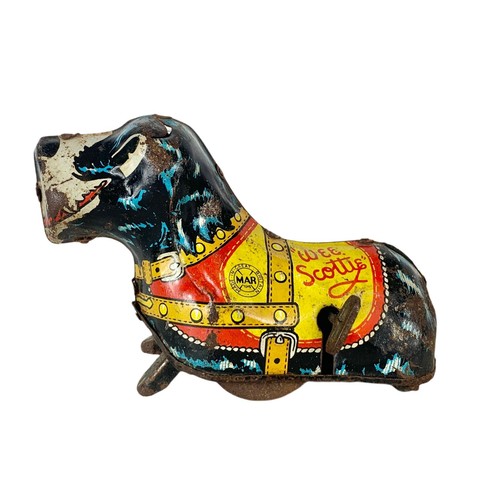 120a - 1920’s Marx tinplate “Wee Scottie” wind up toy. 13cm