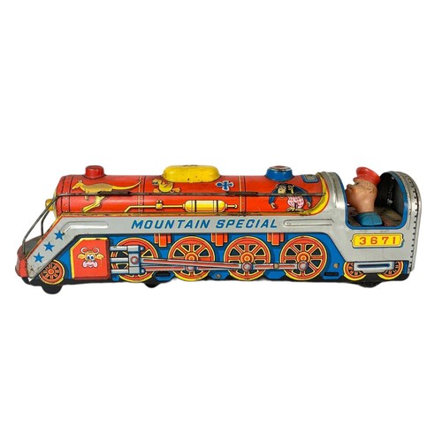 120b - Vintage Mountain Special tin plate toy train. 40cm