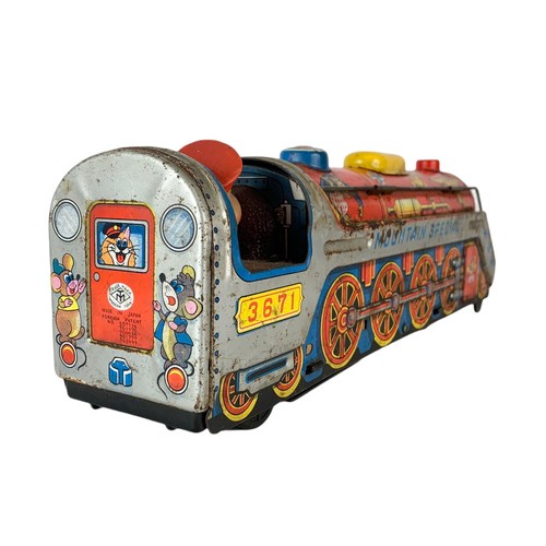 120b - Vintage Mountain Special tin plate toy train. 40cm