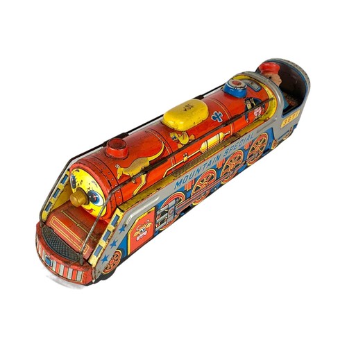 120b - Vintage Mountain Special tin plate toy train. 40cm