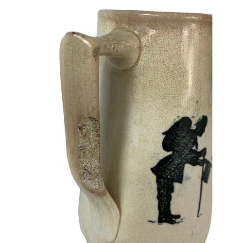 605 - Victorian spongeware pottery jug. 16cm