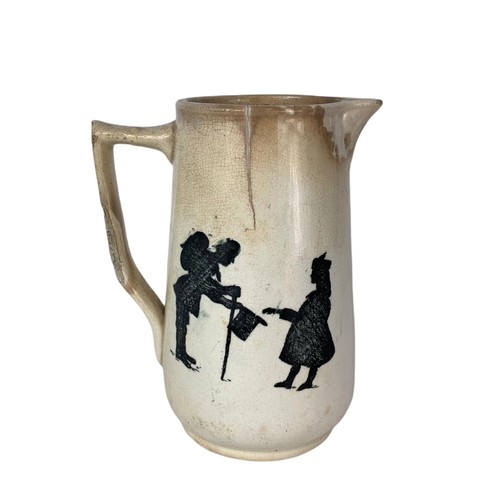 605 - Victorian spongeware pottery jug. 16cm