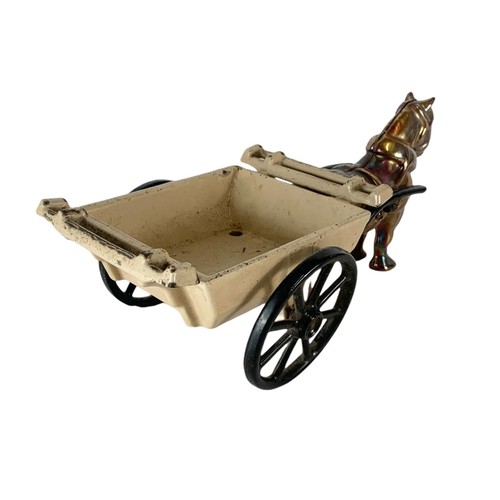 610 - Vintage cast iron horse and cart. 35cm