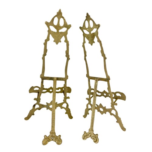 624 - Pair of ornate brass easels. 52cm