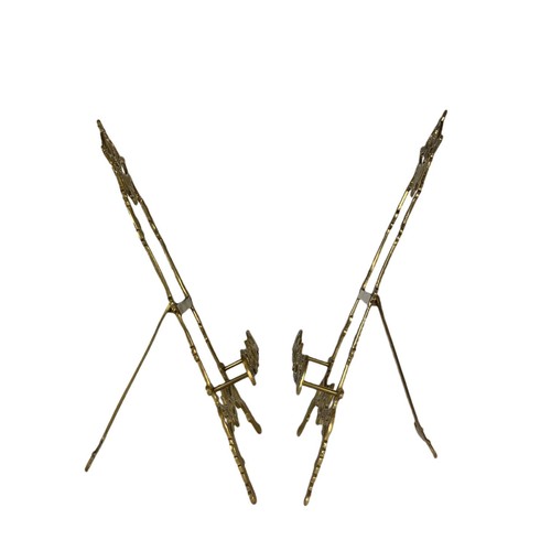 624 - Pair of ornate brass easels. 52cm