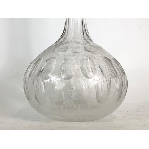 629 - Victorian cut glass etched decanter and an Edwardian decanter. 31cm