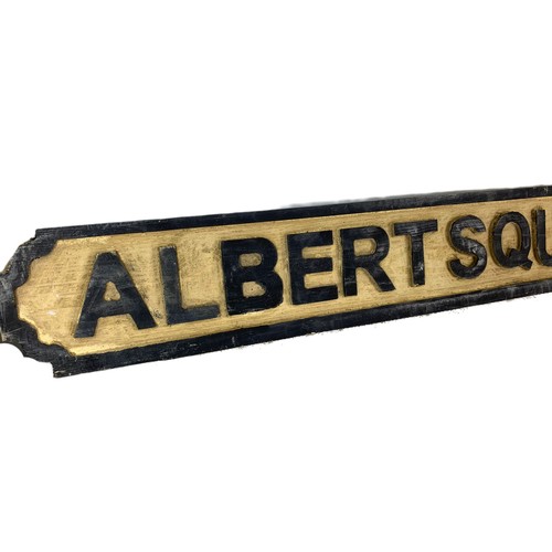 649 - Long wooden Albert Square sign. 122cm