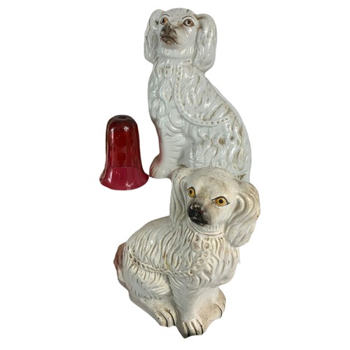 605a - Sundry lot of Victorian and vintage items. Including 2 Victorian Staffordshire dogs, vintage teddy b... 