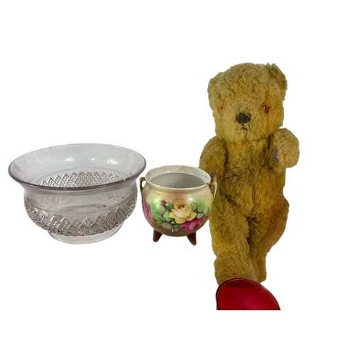 605a - Sundry lot of Victorian and vintage items. Including 2 Victorian Staffordshire dogs, vintage teddy b... 