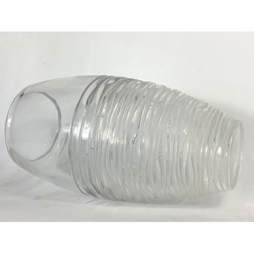 513 - Strata crystal vase designed by Jasper Conran for Stuart Crystal. 26cm