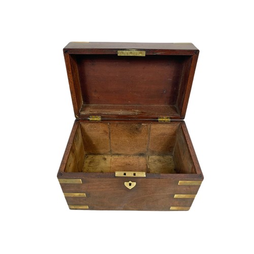 500a - Georgian brass bound storage box. 30.5/19/21cm.