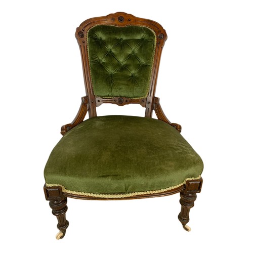 974 - Victorian walnut ladies chair. 59/60/90cm