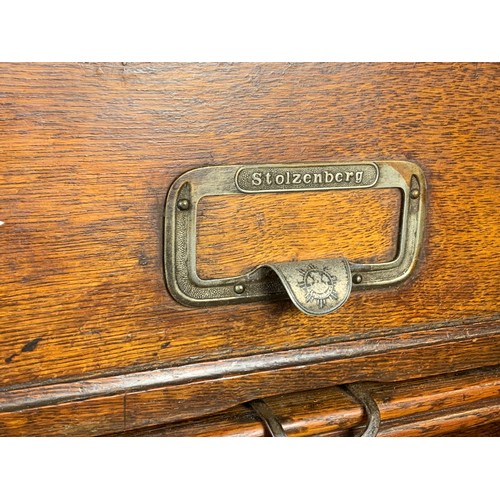 930 - Edwardian German oak chest of drawers. 41/32/76cm