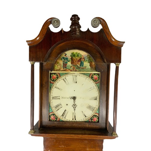 931 - Large Victorian oak long case clock with 1 weight and pendulum. 215cm. Condition report, some restor... 