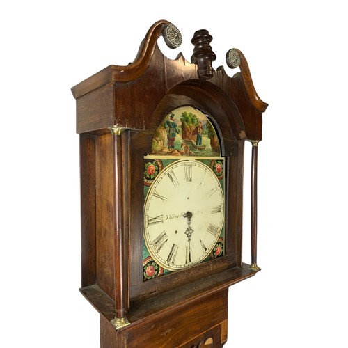 931 - Large Victorian oak long case clock with 1 weight and pendulum. 215cm. Condition report, some restor... 