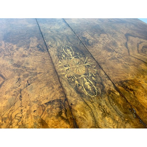 998 - Victorian inlaid burr walnut Sutherland table. 101/87/72cm