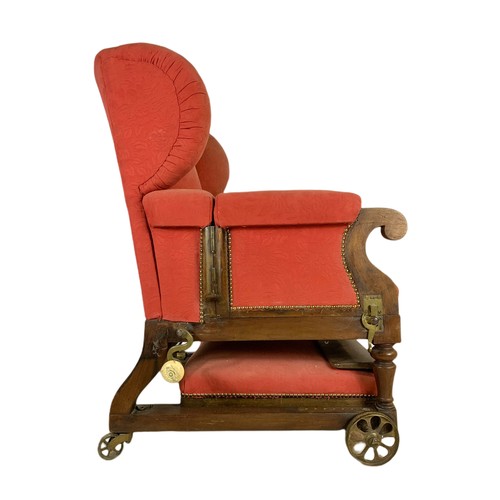 935 - A Victorian mahogany convalescence armchair by John Ward, London, 1880/1900. 76/79/107cm.