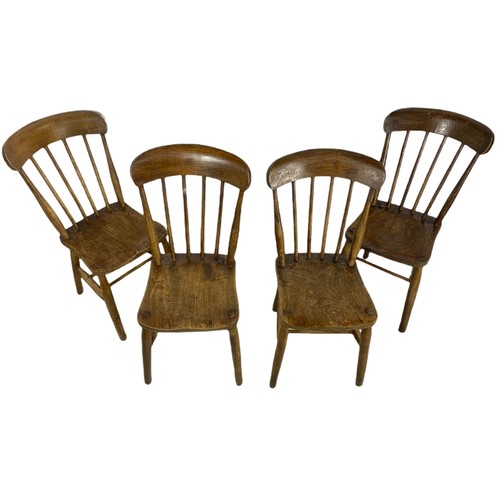 1005 - Set of 4 Victorian stick back kitchen chairs.