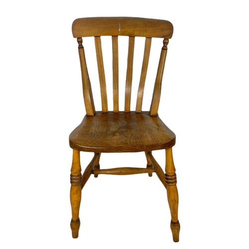 1062 - Late Victorian stick back kitchen chair and a vintage milking stool and small barrel.