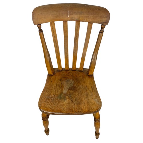 1062 - Late Victorian stick back kitchen chair and a vintage milking stool and small barrel.