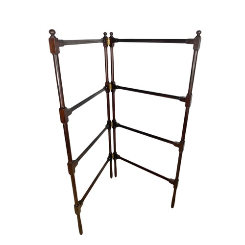 1046 - Georgian style mahogany towel rail. Full width 107. Height 110cm