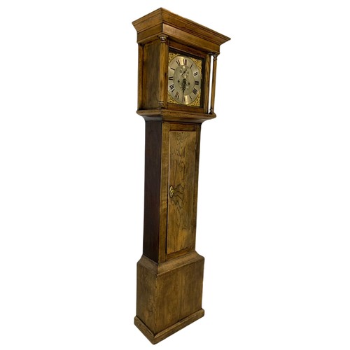 937 - 18th century oak long case clock with brass and steel face, Thomas Radford of Leeds. 192cm.