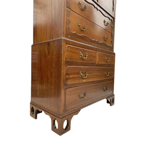 1038 - Large late Edwardian Georgian style mahogany chest on chest, 114cm x 51cm x 182cm