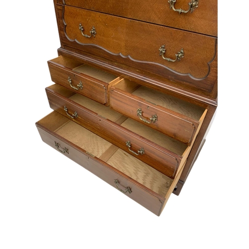 1038 - Large late Edwardian Georgian style mahogany chest on chest, 114cm x 51cm x 182cm