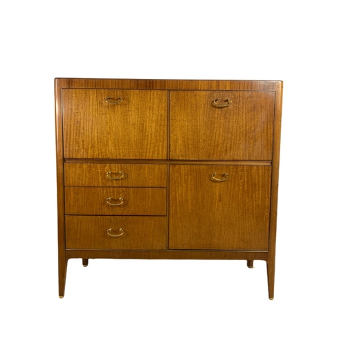 1037 - 1960’s teak mid century cocktail/writing cabinet with fitted interior.  114/41/114cm