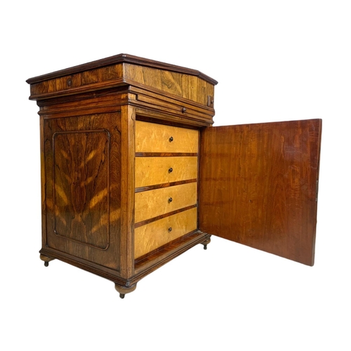 1051 - Regency rosewood Davenport desk with Birdseye maple, circa 1820s, 51x63x81cm