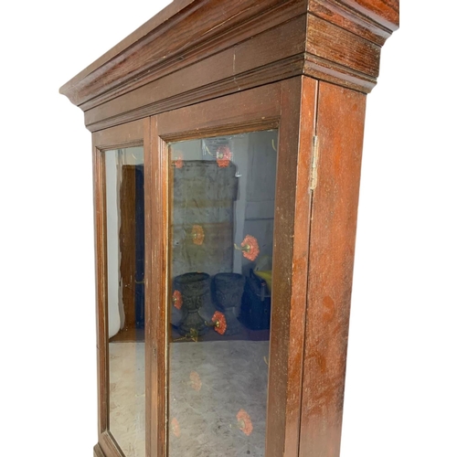 1016a - Large Victorian pitch pine display cabinet, 107x24,137.5cm