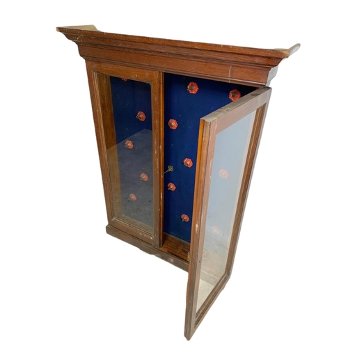 1016a - Large Victorian pitch pine display cabinet, 107x24,137.5cm