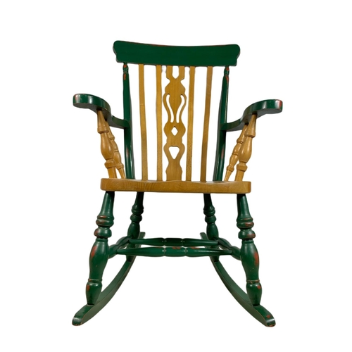 1100 - Large Victorian style heavy beech rocking chair