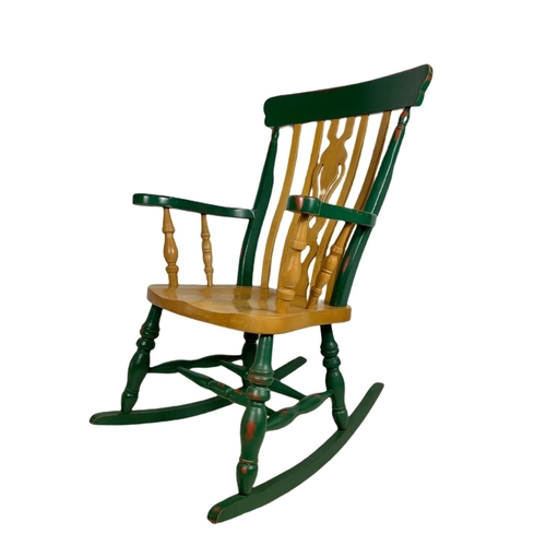 1100 - Large Victorian style heavy beech rocking chair