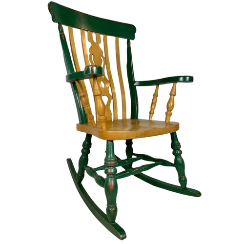 1100 - Large Victorian style heavy beech rocking chair