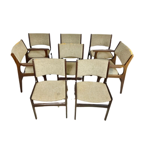 894 - 8 Danish rosewood mid century chairs possibly by Henning Kjaernulf.