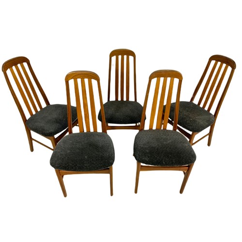 1073 - 5 mid century beech chairs.