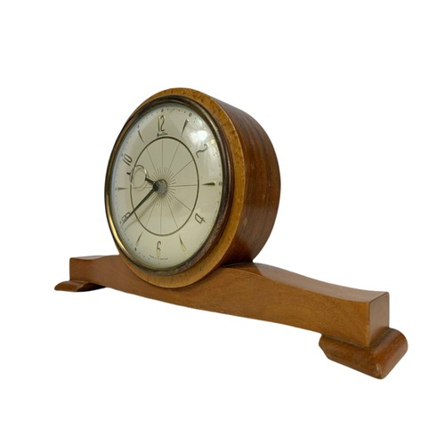 742 - 1960’s mid century walnut Bentima mantle clock. 29cm