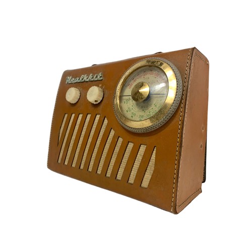 714 - Vintage Heathkit radio in leather. 24/10/20cm