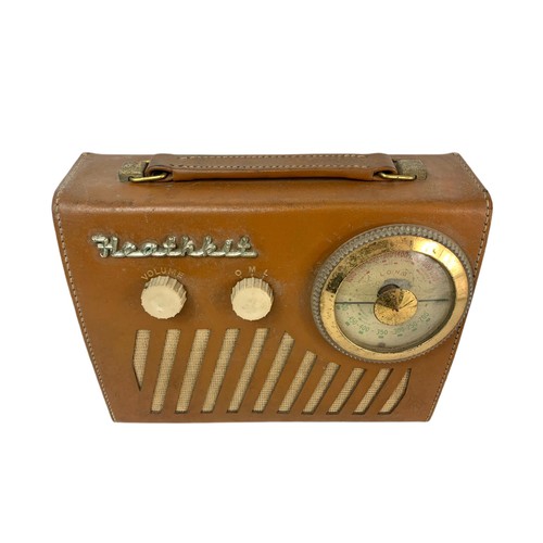 714 - Vintage Heathkit radio in leather. 24/10/20cm