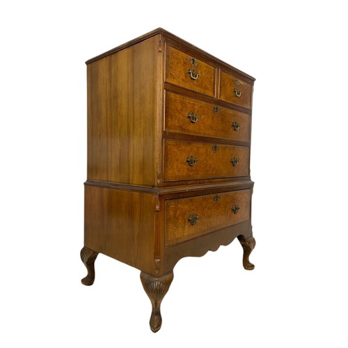 1009 - 1930’s burr walnut chest of drawers. 74/50/101cm