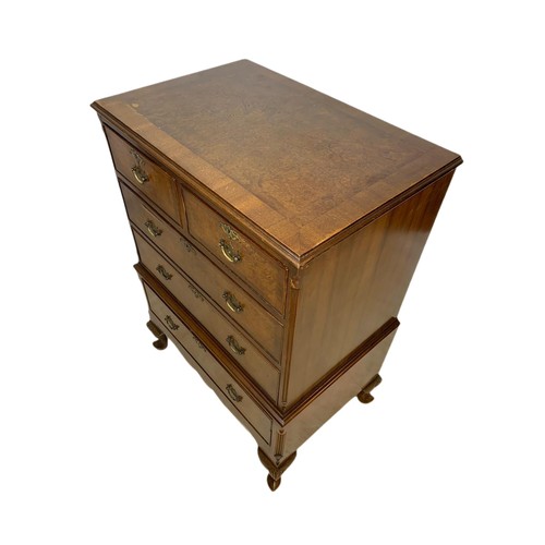 1009 - 1930’s burr walnut chest of drawers. 74/50/101cm