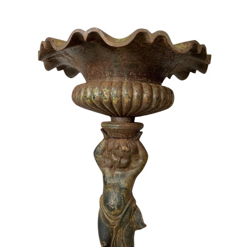 710 - Pair of of late 19th century cast iron garden urns. 63cm