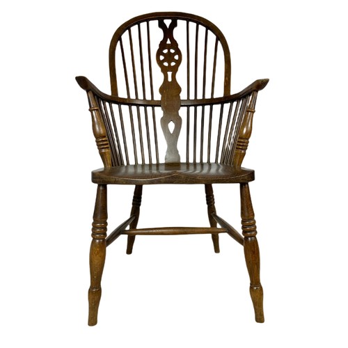 912 - Large mid 19th century elm and beech Windsor armchair