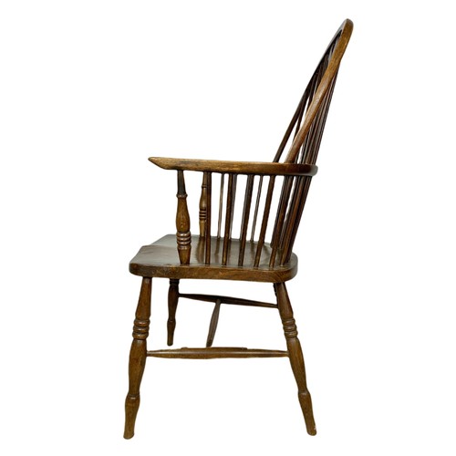 912 - Large mid 19th century elm and beech Windsor armchair