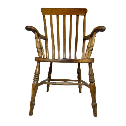 916 - Victorian beech high back country house armchair.  116cm