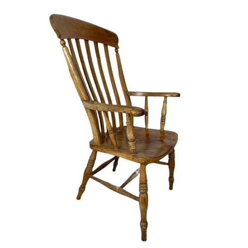 916 - Victorian beech high back country house armchair.  116cm