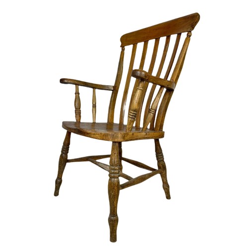 916 - Victorian beech high back country house armchair.  116cm