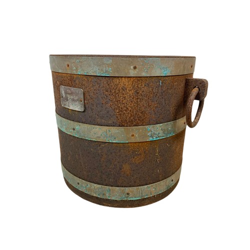 706 - Large early 20th century industrial brass bound cauldron. 52/40/38cm