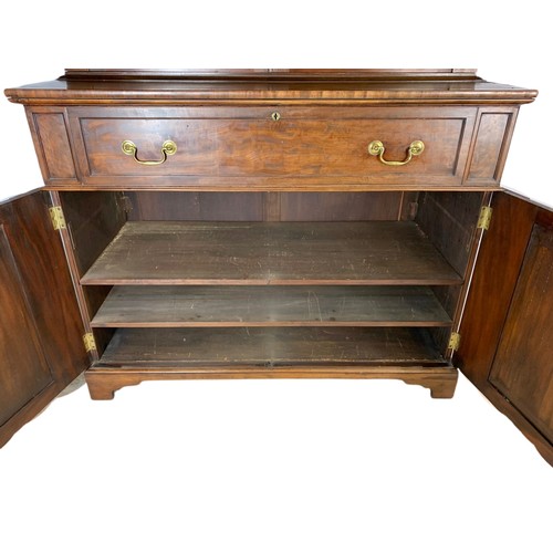 918 - Large Victorian secretaire bookcase in the Georgian style. With swan neck open fret 126/57/231cm